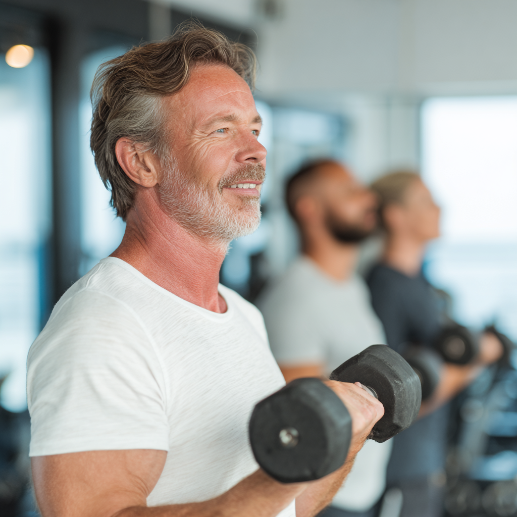 Усмихнати хора от различна възраст правят йога и стречинг упражнения на постелки в спокойна обстановка